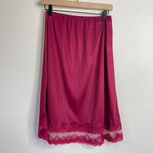 Vintage Bari Coquette Vamp Steampunk Gothic Red Lace Nylon Slip Skirt M